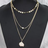 New Fashion Alloy Sequins Pearl Conch Necklace main image 2
