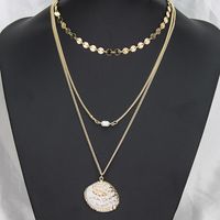 New Fashion Alloy Sequins Pearl Conch Necklace main image 3