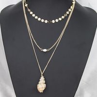 New Fashion Alloy Sequins Pearl Conch Necklace main image 5