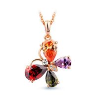 Fashion New Color Butterfly Pendant Crystal Necklace main image 1