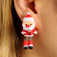 New Cartoon Three-dimensional Santa Claus Soft Clay Earrings main image 1