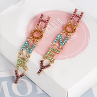 New Colorful Letters Hozey Diamond Earrings main image 1