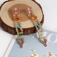 New Colorful Letters Hozey Diamond Earrings main image 3