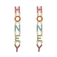 New Colorful Letters Hozey Diamond Earrings main image 6