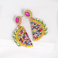 New Retro Watermelon Fruit Color Mosaic Stud Earrings main image 4