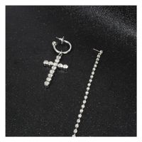 925 Silver Needle New Rhinestone Simple Fashion Cross Earrings main image 6