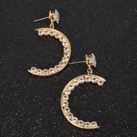 Nouveau Personnalisé Alliage Strass Boucles D'oreilles Européen Et Américain Rétro Creative Tendances C En Forme De Stud Boucles D'oreilles Femelle F3630 main image 4