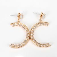 Nouveau Personnalisé Alliage Strass Boucles D'oreilles Européen Et Américain Rétro Creative Tendances C En Forme De Stud Boucles D'oreilles Femelle F3630 main image 5