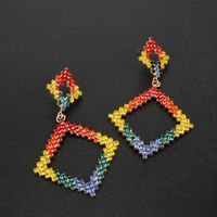 Stylish Contrast Color Rhombus Rhinestone Diamond Earrings main image 5