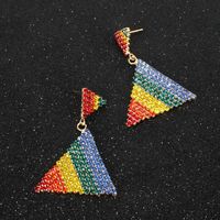 Rainbow Diamond Triangle Earrings main image 3