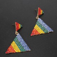 Rainbow Diamond Triangle Earrings main image 4