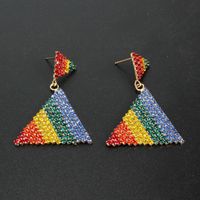 Rainbow Diamond Triangle Earrings main image 5