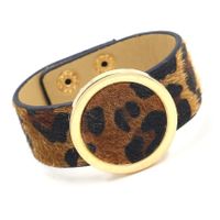 Fashion Leopard Horse Hair Pu Imitation Leather Bracelet sku image 3