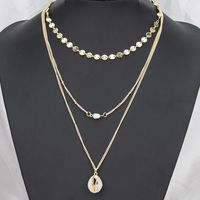 New Fashion Alloy Sequins Pearl Conch Necklace sku image 7