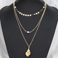 New Fashion Alloy Sequins Pearl Conch Necklace sku image 8