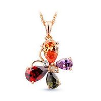 Fashion New Color Butterfly Pendant Crystal Necklace sku image 1