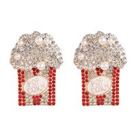 New Popcorn Cup Color Diamond Stud Earrings sku image 2