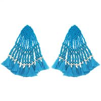 Bohemian Hand-woven Long Geometric Rice Beads Tassel Earrings sku image 3