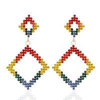 Stylish Contrast Color Rhombus Rhinestone Diamond Earrings sku image 1