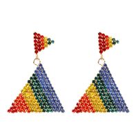 Rainbow Diamond Triangle Earrings sku image 1