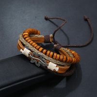 New Vintage Woven Leather Bracelet Men's Wooden Beads Leather Bracelet main image 3