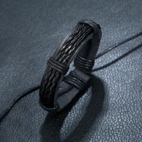 Cross-border New Jewelry Vintage Woven Leather Bracelet Simple European And American Men's Imitation Leather Bracelet Bracelet Adjustable main image 6