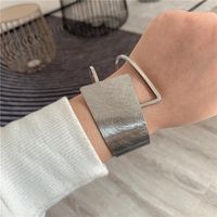 Retro Style Old Scratched Irregular Copper Material Open Thick Bracelet main image 3