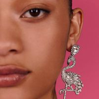 Fashion Flamingo Long Diamond Stud Earrings main image 2