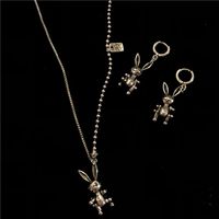 Rabbit Made Old Dark Wind Cute Animal Asymmetrical Cool Design Chain Necklace main image 6