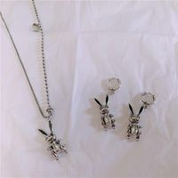 Rabbit Made Old Dark Wind Cute Animal Asymmetrical Cool Design Chain Necklace main image 5