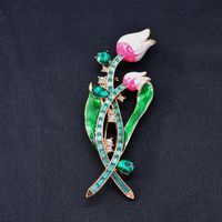 Fashion Tulip Brooch Rhinestone Shawl Collar Large Brooch main image 1