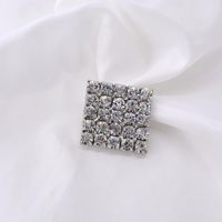 European And American Style Square Full Diamond Brooch main image 4