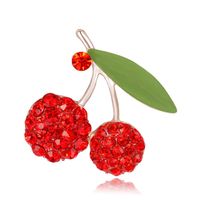 Cute Cartoon Brooch Red Tongtong Oil Dripping Cherry Brooch Pin Fashion Oil Dripping Corsage Female In Stock Wholesale main image 1