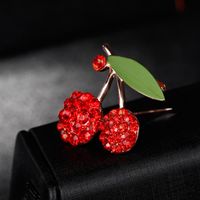 Cute Cartoon Brooch Red Tongtong Oil Dripping Cherry Brooch Pin Fashion Oil Dripping Corsage Female In Stock Wholesale main image 3