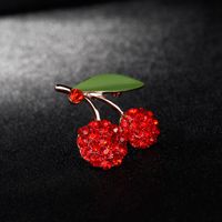Cute Cartoon Brooch Red Tongtong Oil Dripping Cherry Brooch Pin Fashion Oil Dripping Corsage Female In Stock Wholesale main image 4