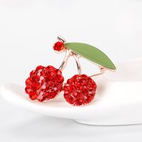 Cute Cartoon Brooch Red Tongtong Oil Dripping Cherry Brooch Pin Fashion Oil Dripping Corsage Female In Stock Wholesale main image 5