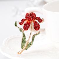 Temperament Alloy Diamond-studded Rhododendron Flower Brooch main image 4