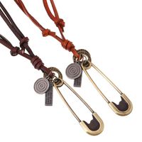 Korean Retro Leather Rope Alloy Necklace main image 1
