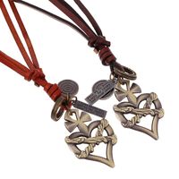 Fashion Leather Rope Leather Adjustable Alloy Heart Necklace main image 1