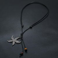 National Wind Wax Line Retro Long Alloy Starfish Necklace main image 3