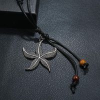 National Wind Wax Line Retro Long Alloy Starfish Necklace main image 4