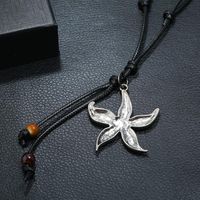 National Wind Wax Line Retro Long Alloy Starfish Necklace main image 5