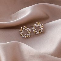 925 Argent Aiguille Doux Mini Petite Perle Guirlande Strass Anneau Boucles D'oreilles Mori Style Girly Capricieux Cercle Boucles D'oreilles main image 5