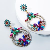 European And American Personality Color National Wind Wave Simia Female Alloy Color Rhinestone Earrings main image 1