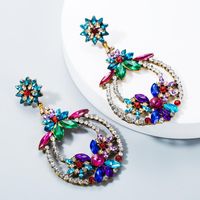 European And American Personality Color National Wind Wave Simia Female Alloy Color Rhinestone Earrings main image 2