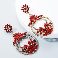 European And American Personality Color National Wind Wave Simia Female Alloy Color Rhinestone Earrings main image 3