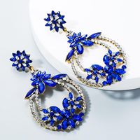 European And American Personality Color National Wind Wave Simia Female Alloy Color Rhinestone Earrings main image 4