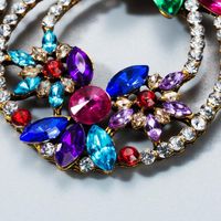 European And American Personality Color National Wind Wave Simia Female Alloy Color Rhinestone Earrings main image 5