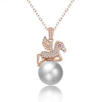 Creative Small Pegasus Pearl Female 925 Sterling Silver Short Necklace main image 6