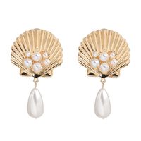 Fashion Alloy Shell Pearl Earrings sku image 1
